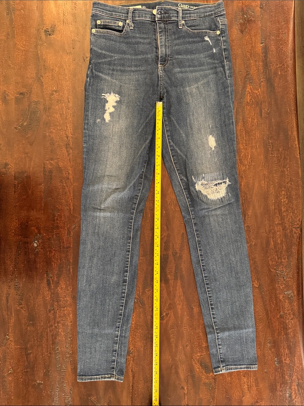 GAP Women's Skinny Jeans - Distressed Blue Wash